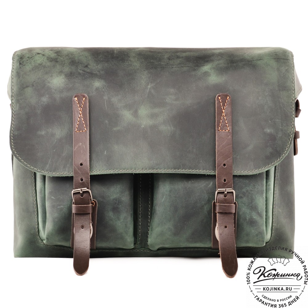 Кожаная сумка "Форман" (изумруд крейзи)
