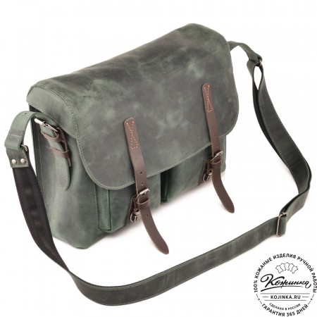 Кожаная сумка "Форман" (изумруд крейзи)