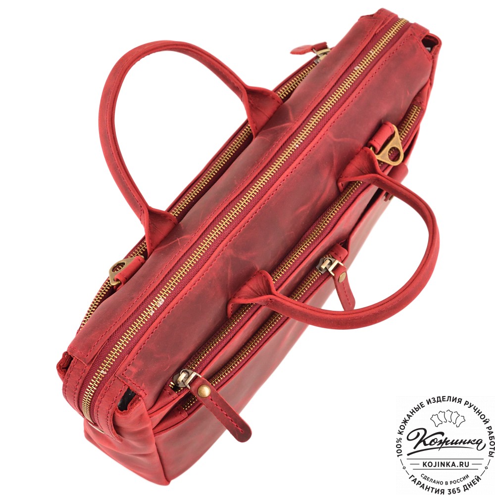  Кожаная деловая сумка "Гранд" (вишня крейзи) 