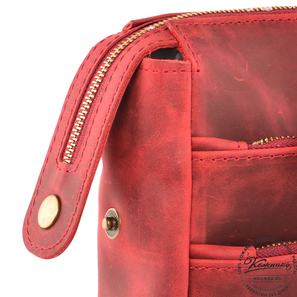  Кожаная деловая сумка "Гранд" (вишня крейзи) 