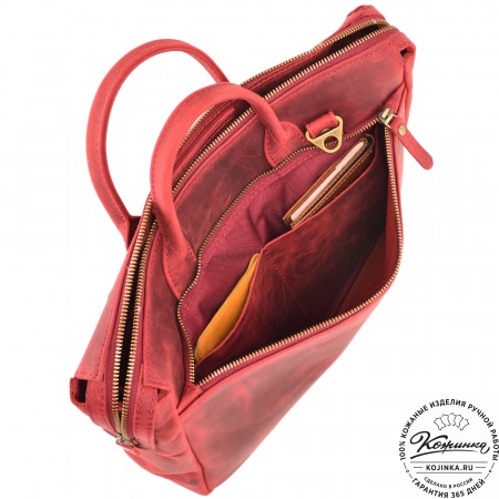  Кожаная деловая сумка "Гранд" (вишня крейзи) 