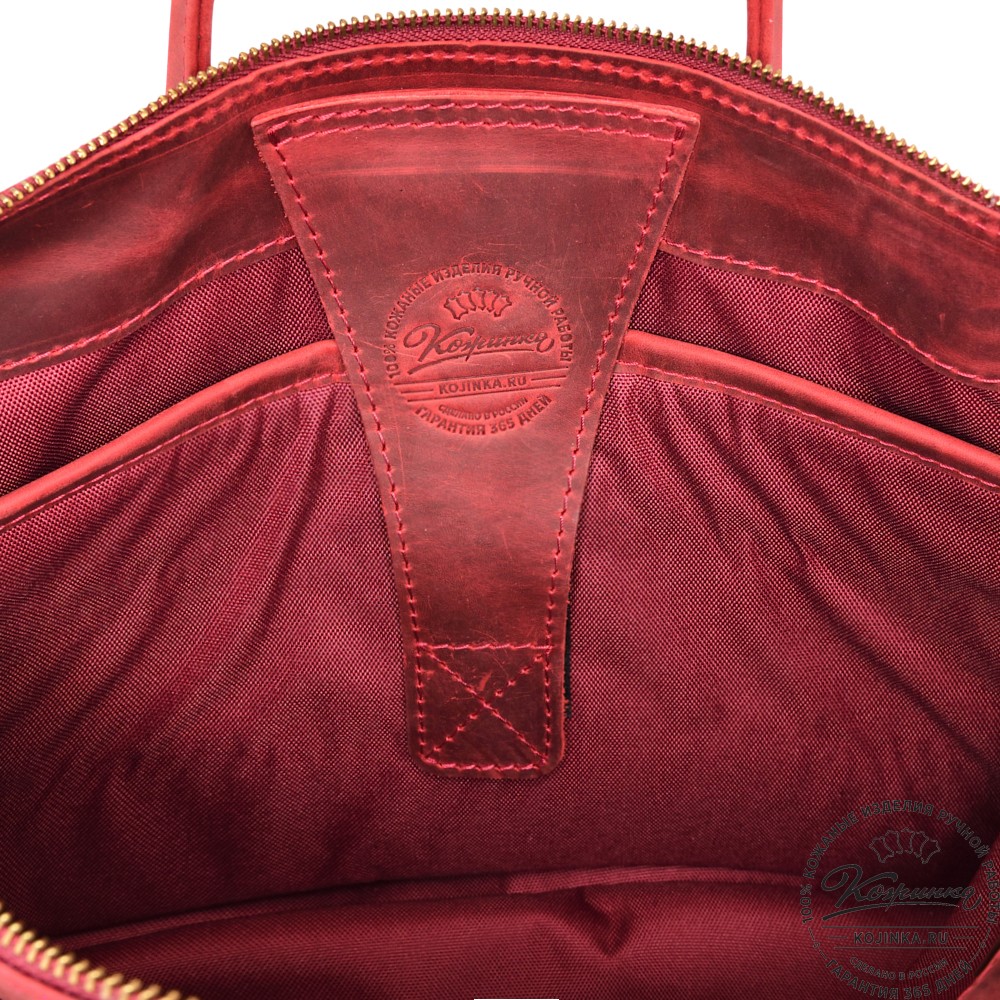  Кожаная деловая сумка "Гранд" (вишня крейзи) 