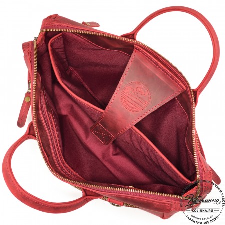  Кожаная деловая сумка "Гранд" (вишня крейзи) 