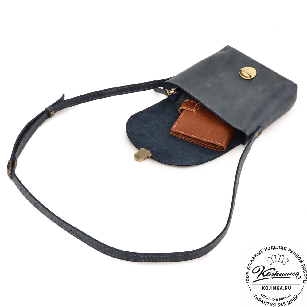  Кожаная сумка "Калифорния Нью" (синяя) 