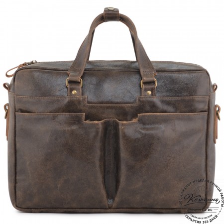 Кожаная мужская сумка "Хантер" (коричневая наппа) 