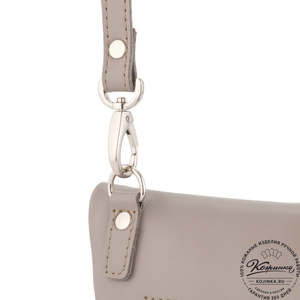 Кожаный клатч "Молли" с отделкой велюр (бежево-серый)