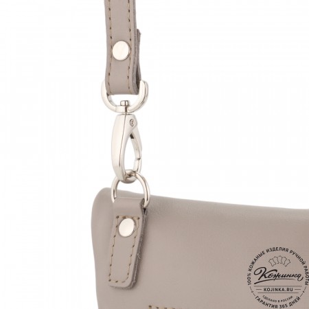 Кожаный клатч "Молли" с отделкой велюр (бежево-серый)
