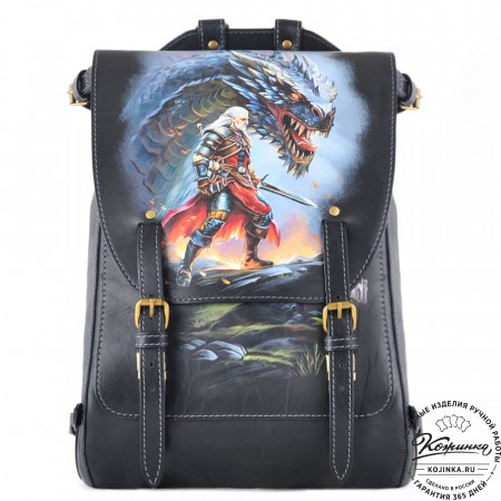 Кожаный рюкзак "Рафаэль""Ведьмак" (черный)