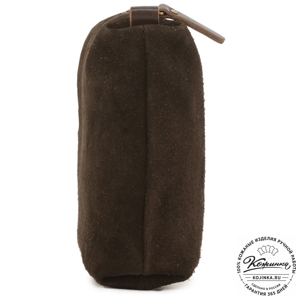 Кожаная косметичка "Лорен" (тёмно-коричневая)