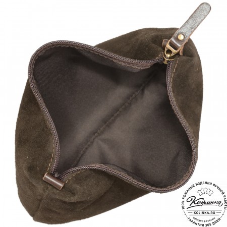 Кожаная косметичка "Лорен" (тёмно-коричневая)