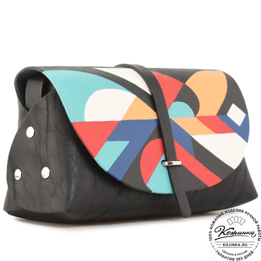 Женская кожаная сумка "Милла макси" "Абстракция" (черная)