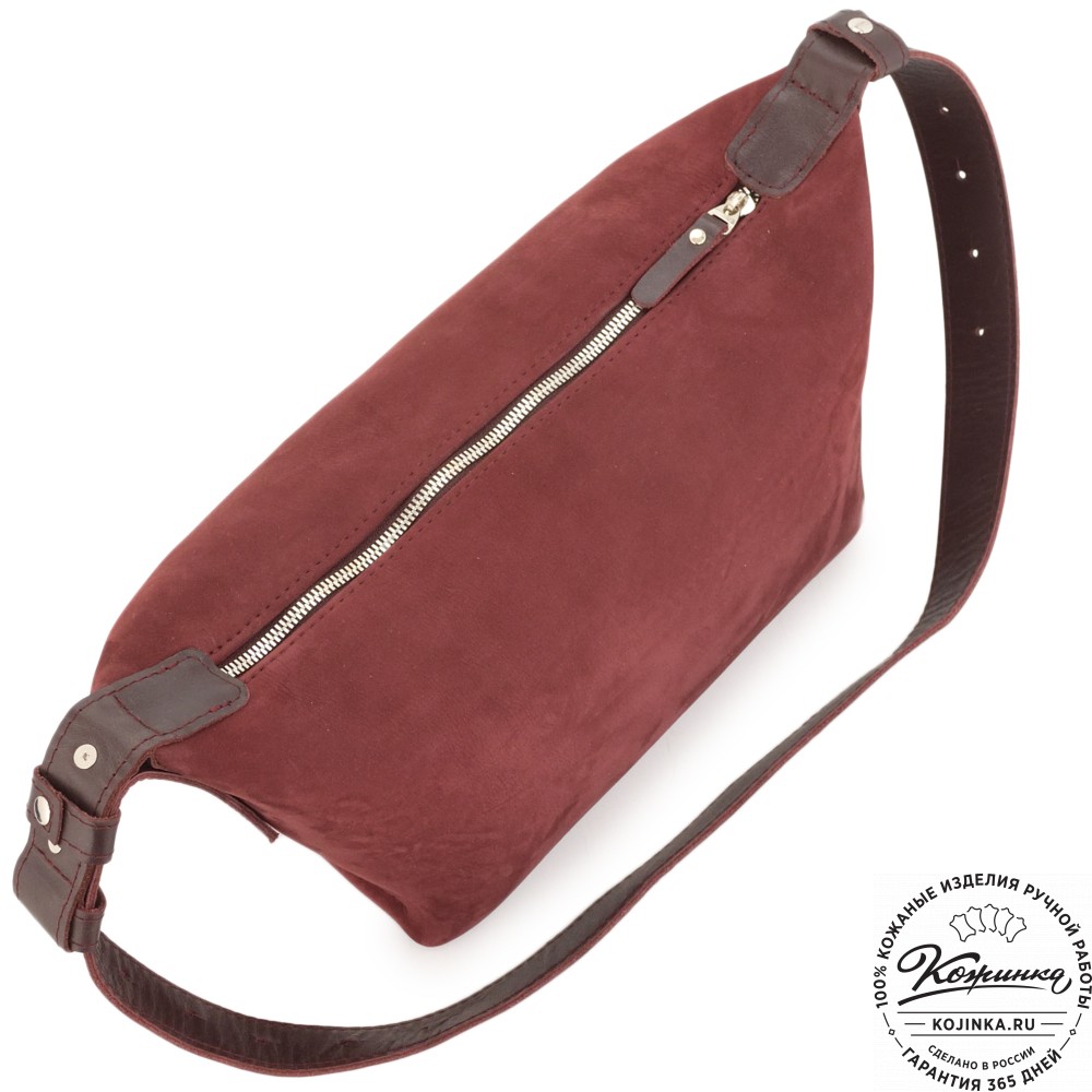 Женская кожаная сумка "Тойс" велюр (бордо)