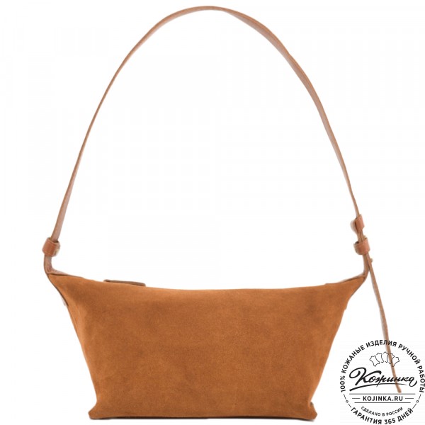 Женская кожаная сумка "Тойс" велюр (рыжая). фото 1