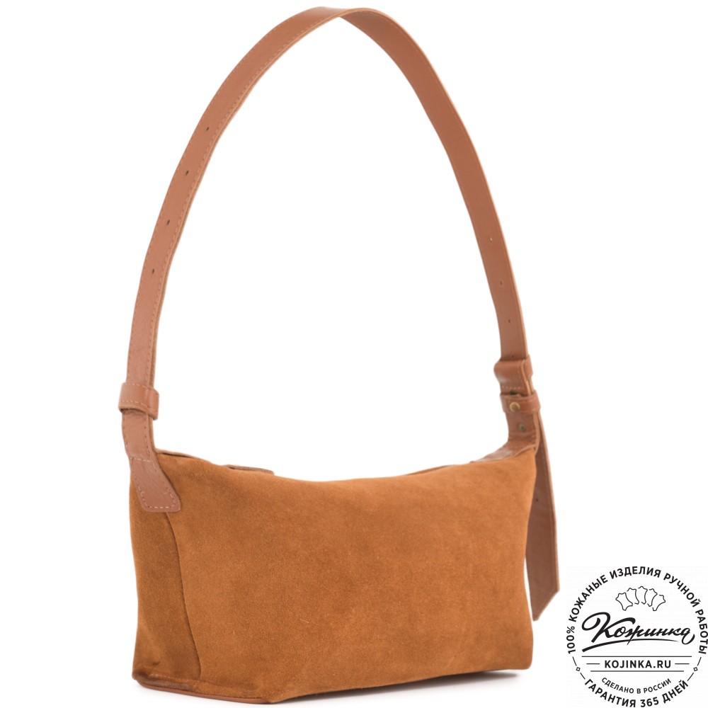 Женская кожаная сумка "Тойс" велюр (рыжая)