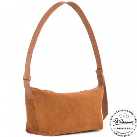 Женская кожаная сумка "Тойс" велюр (рыжая)