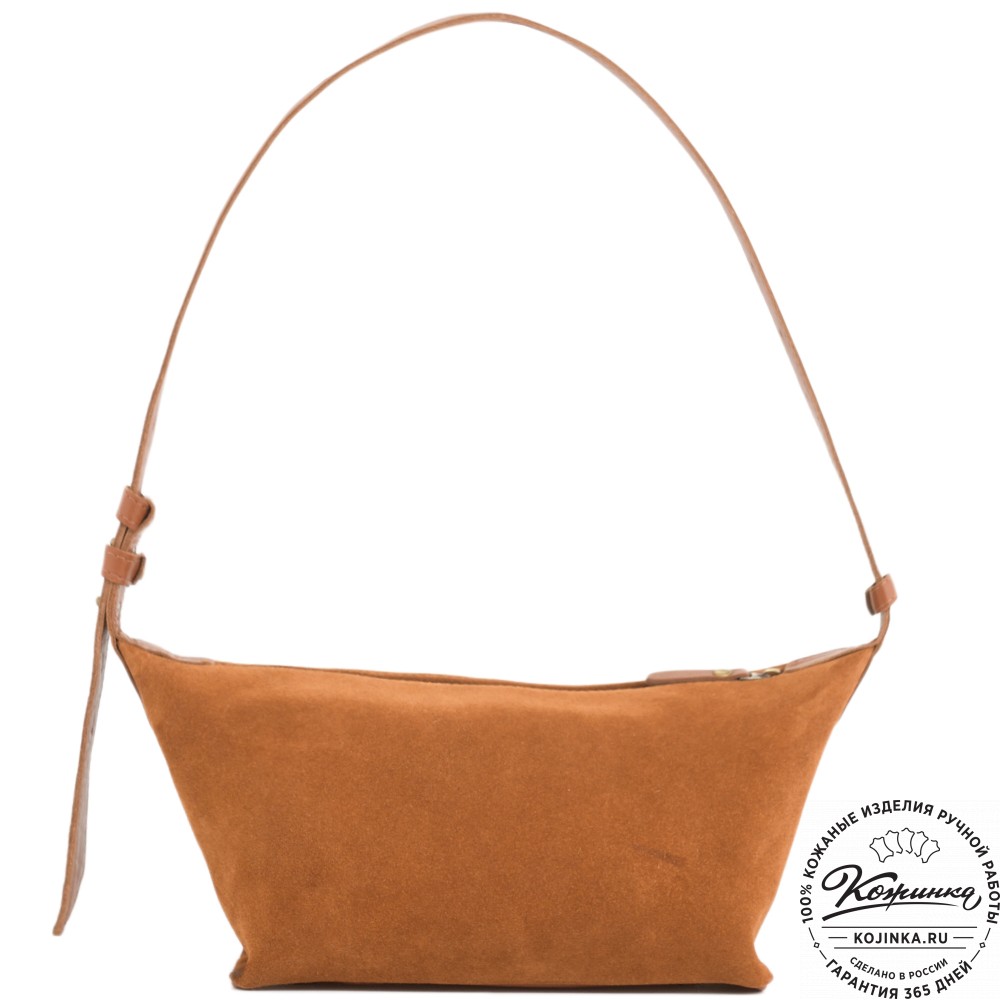 Женская кожаная сумка "Тойс" велюр (рыжая)