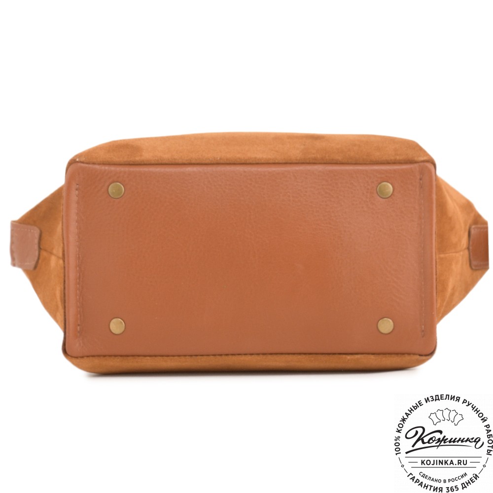 Женская кожаная сумка "Тойс" велюр (рыжая)