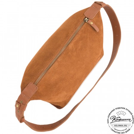 Женская кожаная сумка "Тойс" велюр (рыжая)