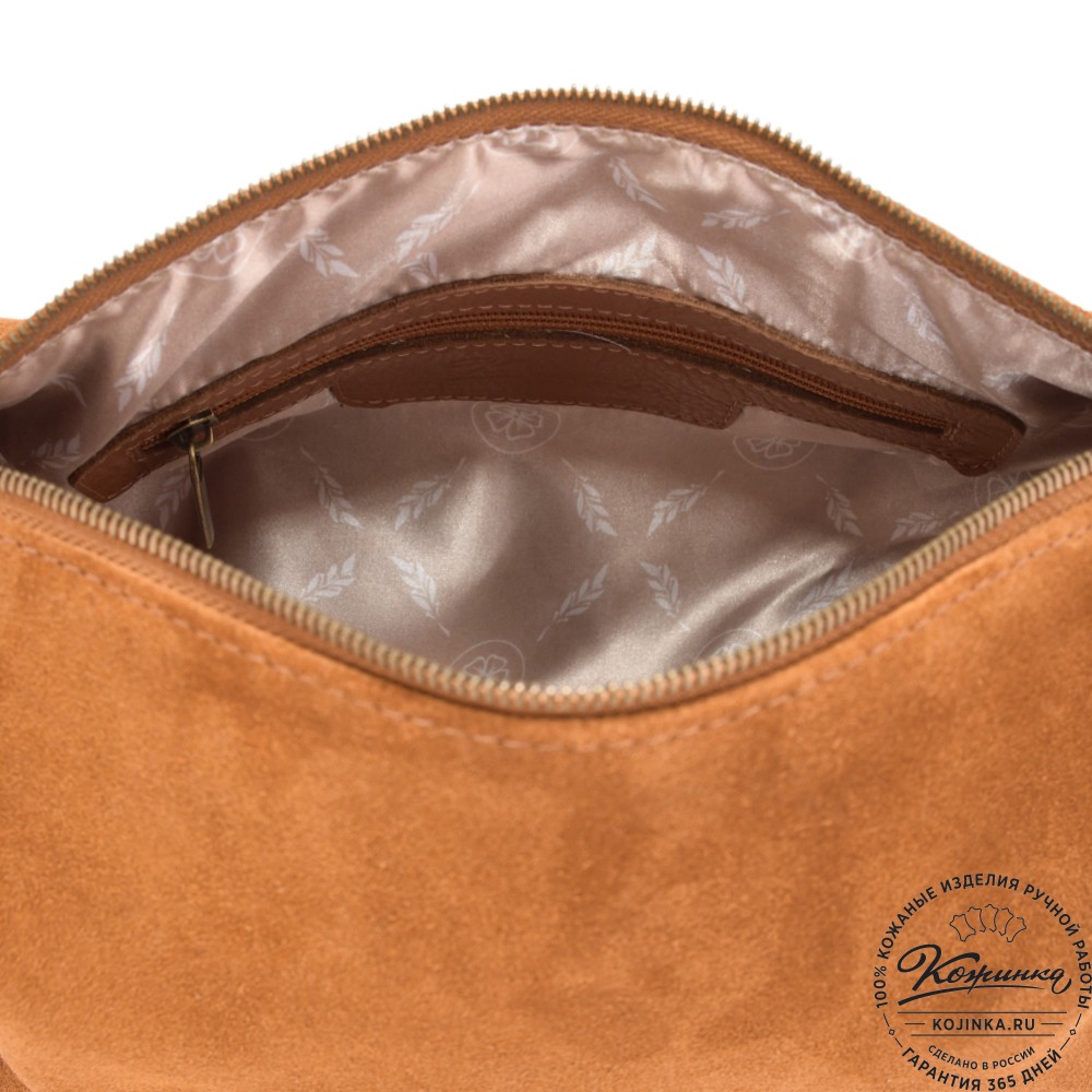 Женская кожаная сумка "Тойс" велюр (рыжая)