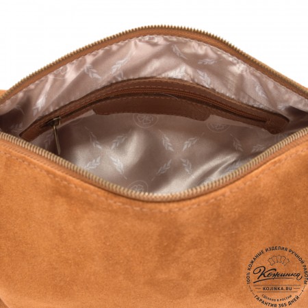 Женская кожаная сумка "Тойс" велюр (рыжая)