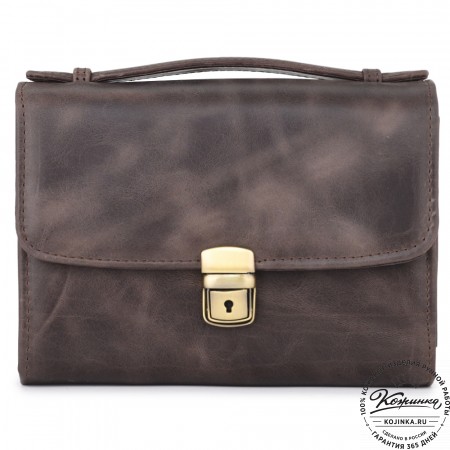 Кожаная барсетка "Фидель" (темно-коричневый антик)