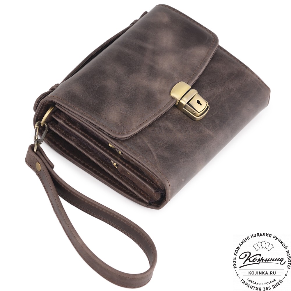 Кожаная барсетка "Фидель" (темно-коричневый антик)