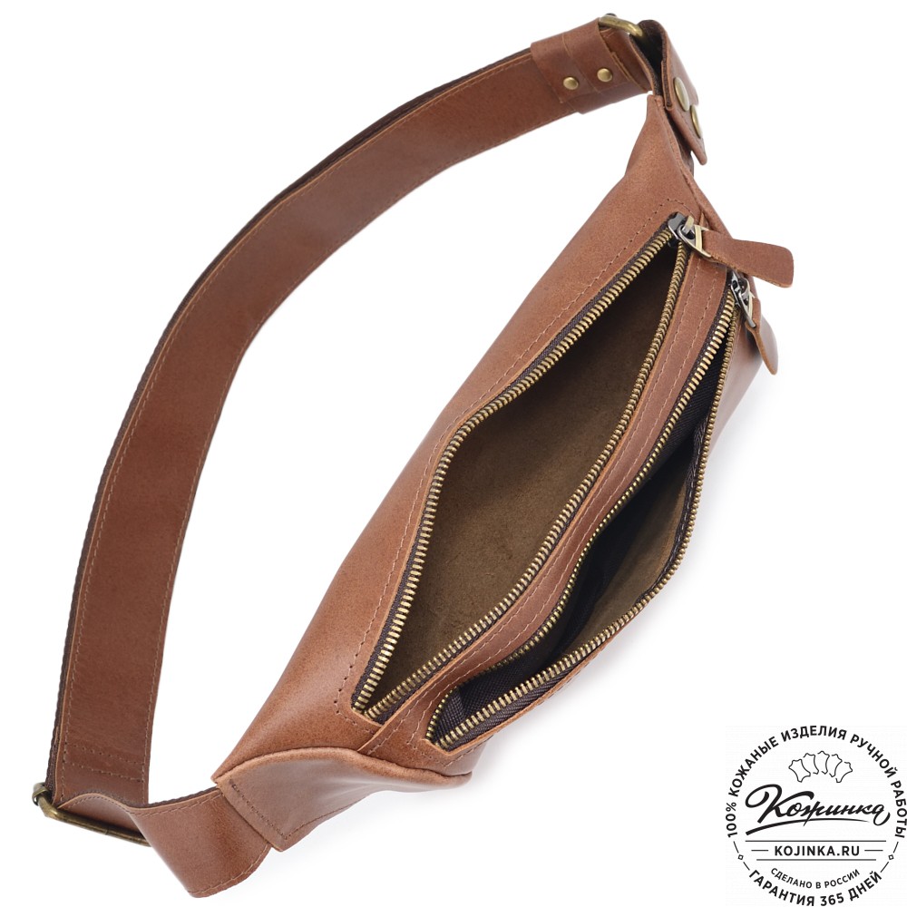 Кожаная сумка на пояс "Марио" (коричневый)