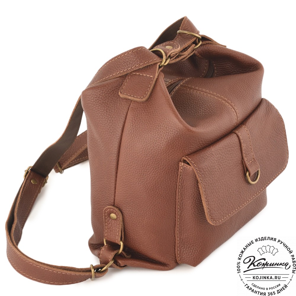 Женская кожаная сумка-рюкзак "Ника" (фактура коричневая)