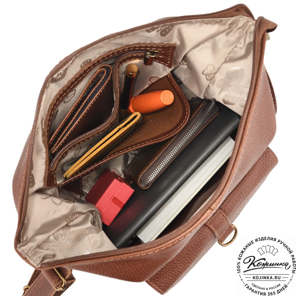 Женская кожаная сумка-рюкзак "Ника" (фактура коричневая)