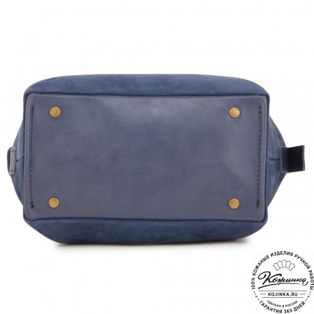 Женская кожаная сумка "Тойс" велюр (синий)