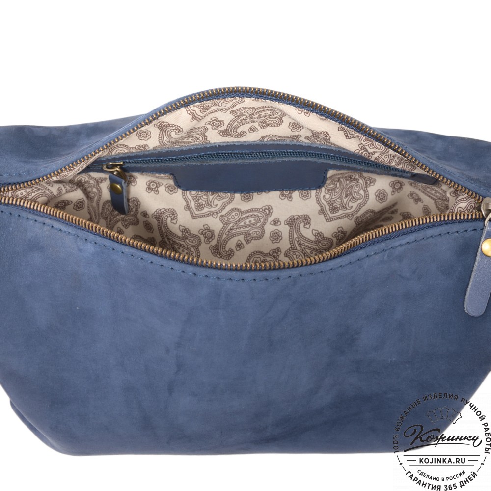 Женская кожаная сумка "Тойс" велюр (синий)