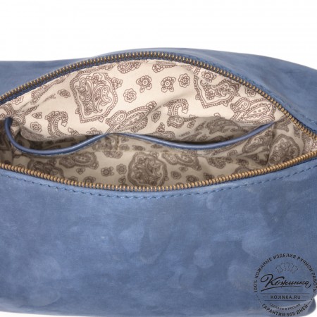 Женская кожаная сумка "Тойс" велюр (синий)