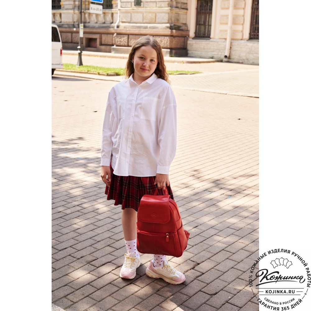 Кожаный рюкзак "Дафна" (красный)