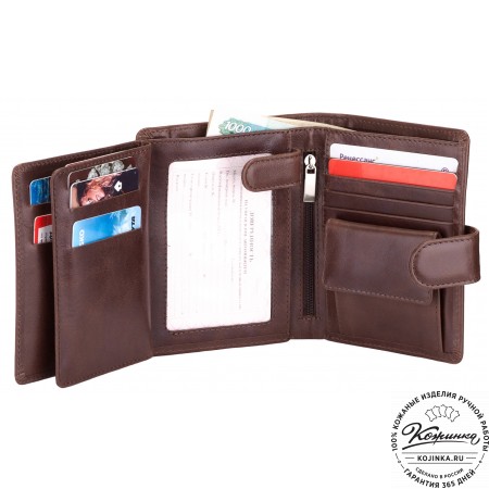 Кожаное портмоне "Пушкин" (коричневое)