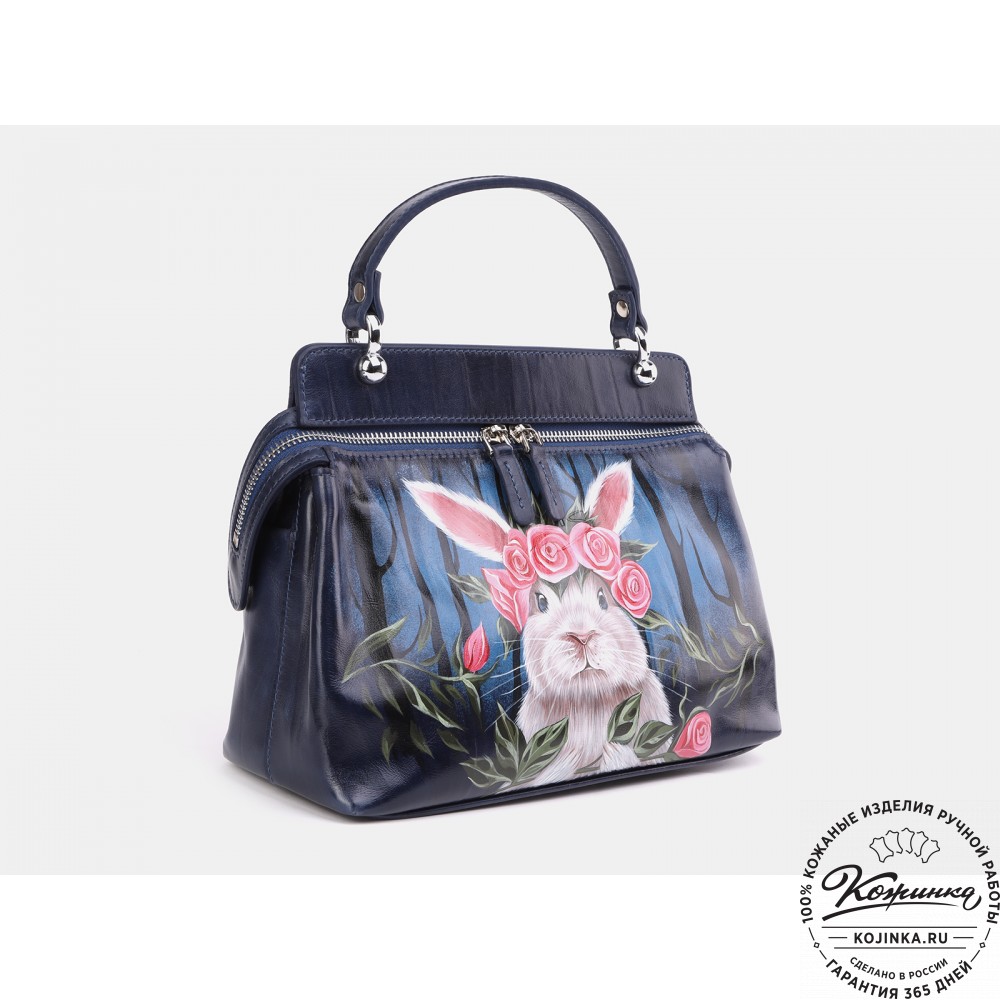 Женская кожаная сумка "Орнелла"  "Кролик в розах" 