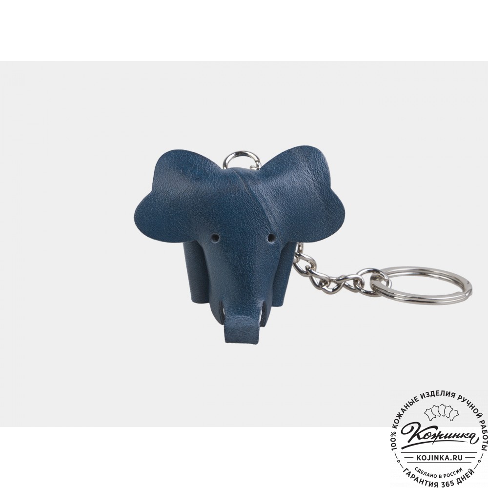 Кожаный брелок "Слоник" (синий)
