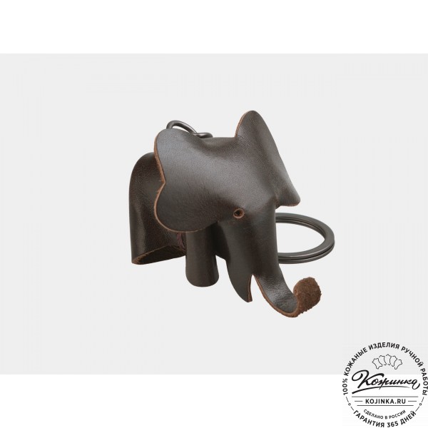 Кожаный брелок "Слоник" (коричневый). фото 1