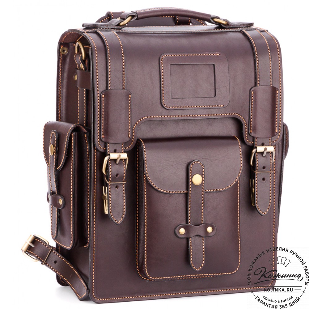 Кожаный ранец-портфель "Джонн" (темно-коричневый)