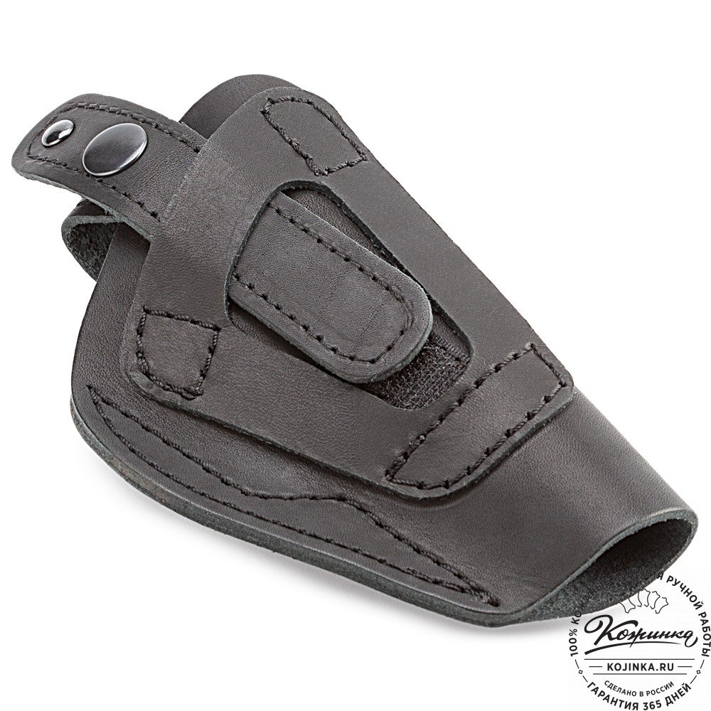Кожаная поясная кобура  на 2 стороны для пистолета "ПМ" (черная)