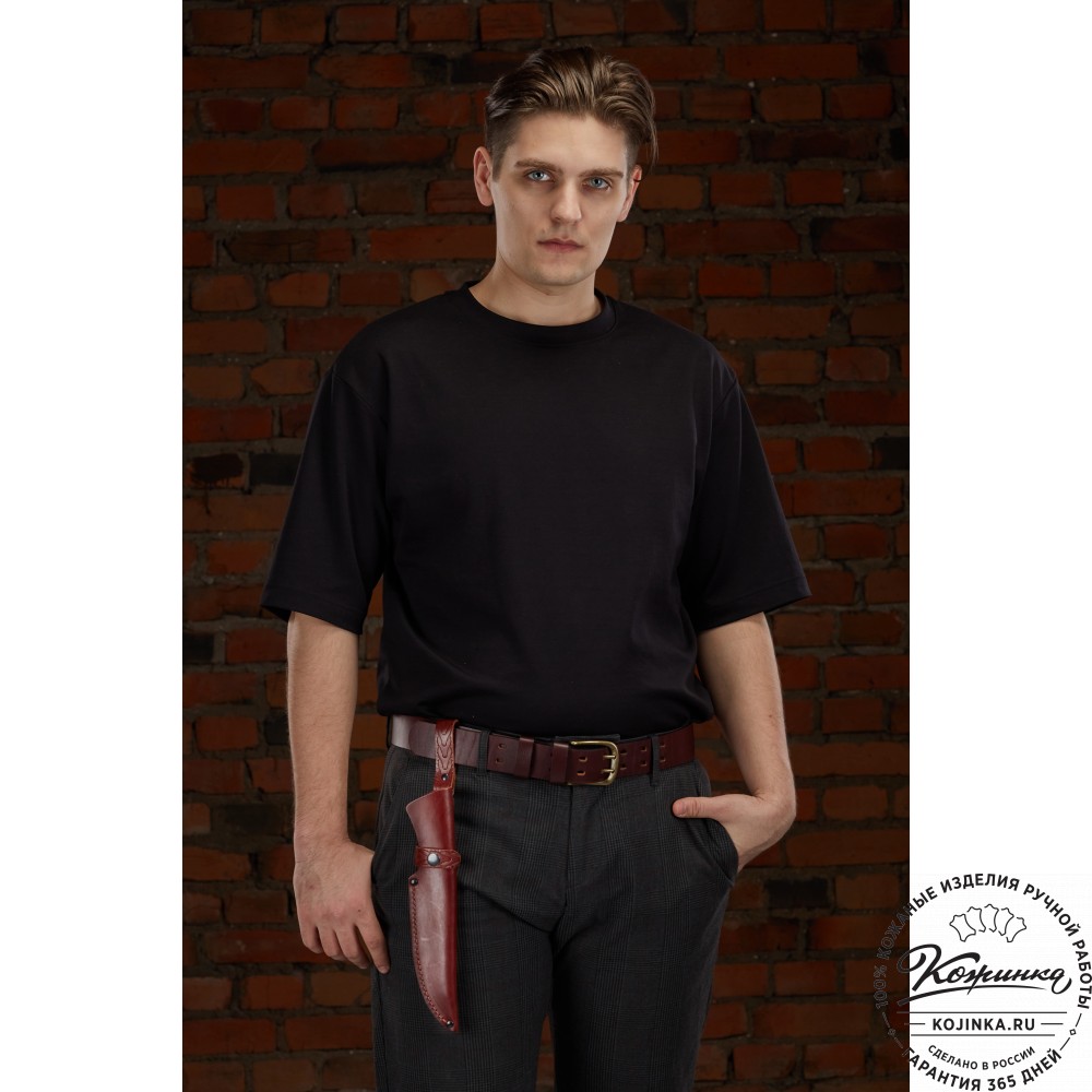 Кожаные ножны для ножа европейского типа  с длиной клинка 17 см (черные)