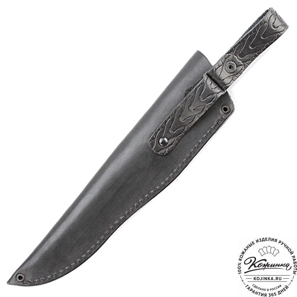 Кожаные ножны для ножа финского типа  с длиной клинка 17 см (черные)