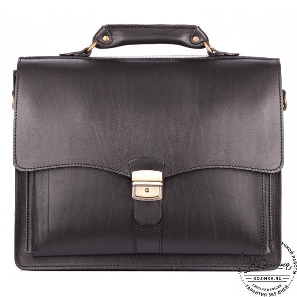 Кожаный портфель "Карьерист"  (чёрный). фото 1