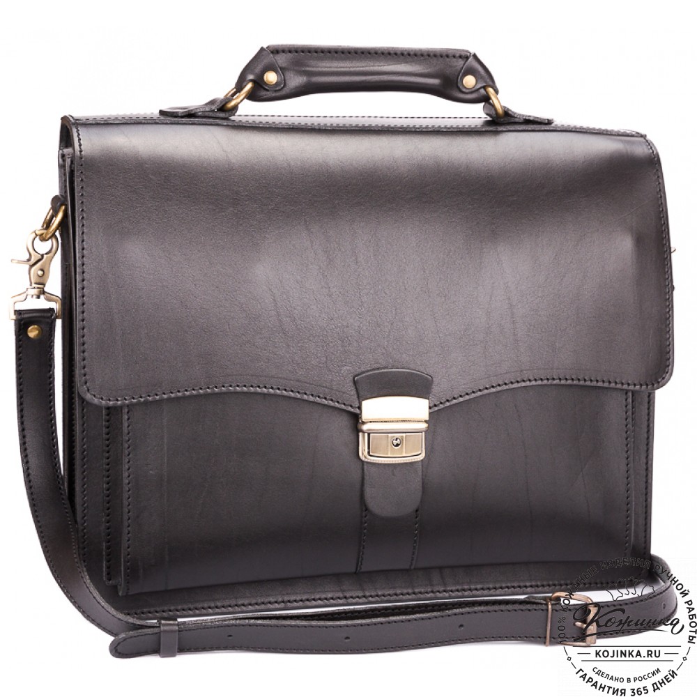 Кожаный портфель "Карьерист"  (чёрный)