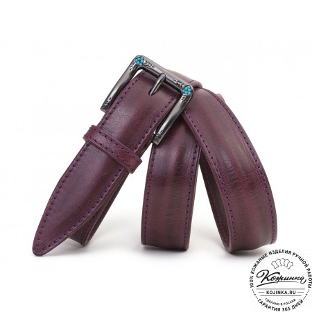 Кожаный ремень "Ирис" (фиолетовый)
