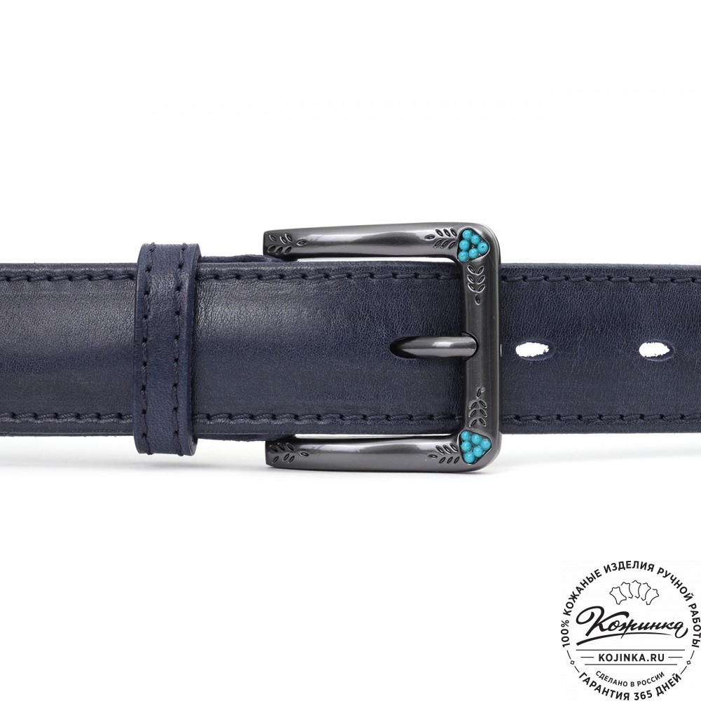 Кожаный ремень "Ирис" (синий)