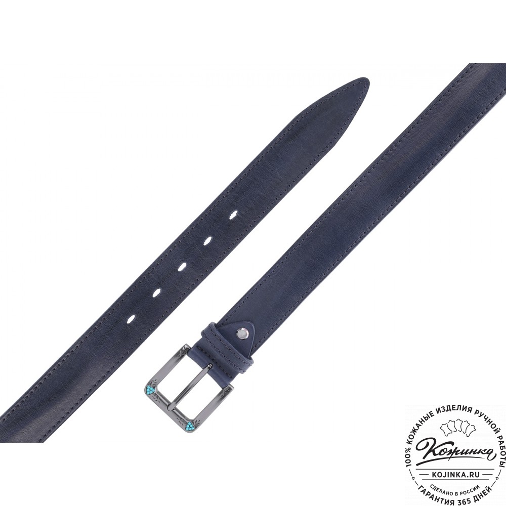Кожаный ремень "Ирис" (синий)