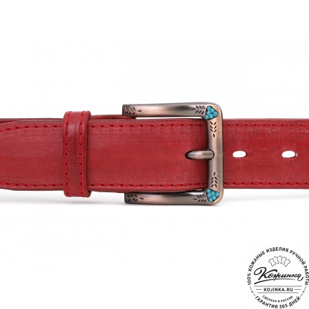 Кожаный ремень "Ирис" (красный)