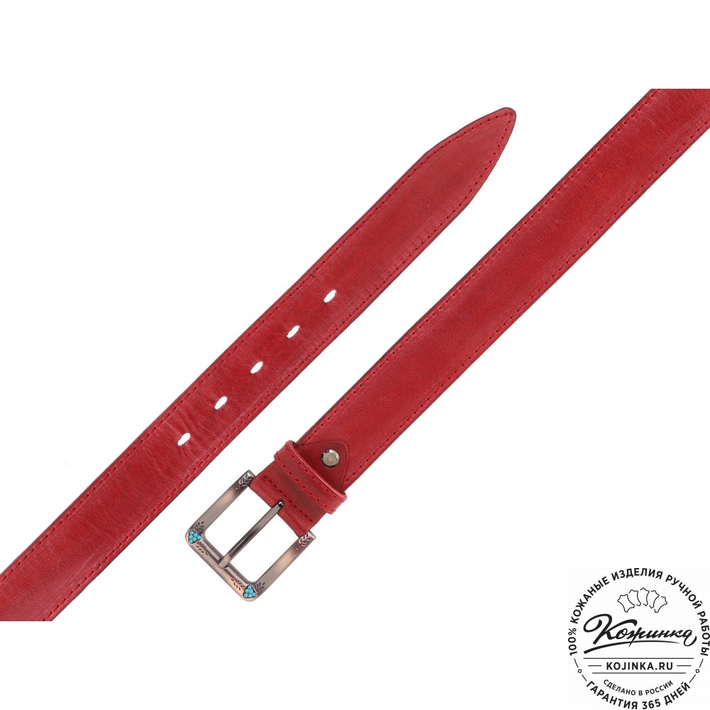 Кожаный ремень "Ирис" (красный)