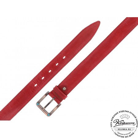 Кожаный ремень "Ирис" (красный)