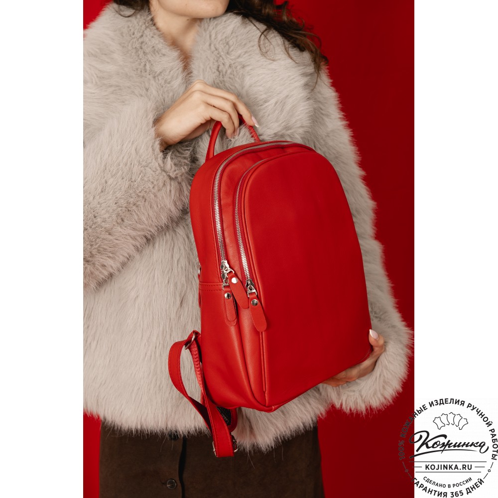 Кожаный рюкзак "Рамона" (красный)